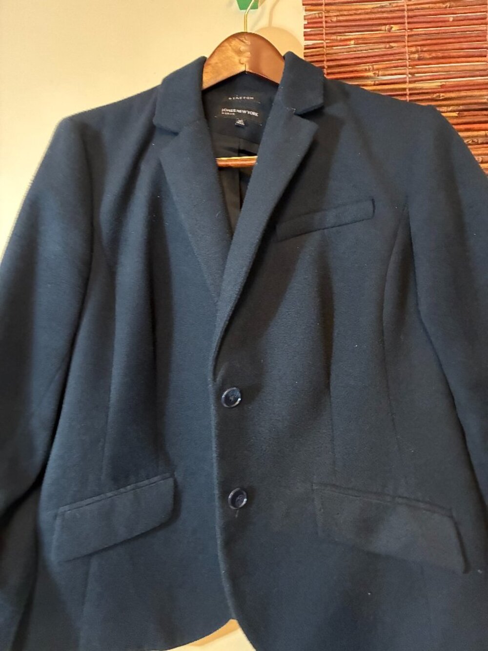 Jones New York Navy Blue Blazer Jacket 2 Button Plus Size 18W EUC Classic Preppy